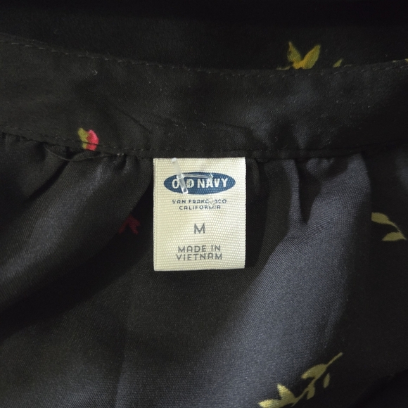 Old Navy Black Floral Midi Dress With Bell Sleeves Size Med - Picture 8 of 8